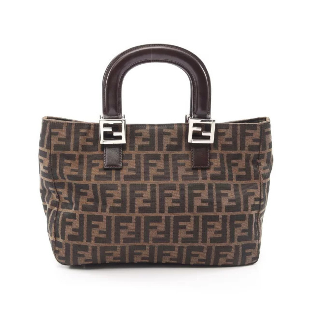 Fendi Zucca Handbag Canvas Leather Brown